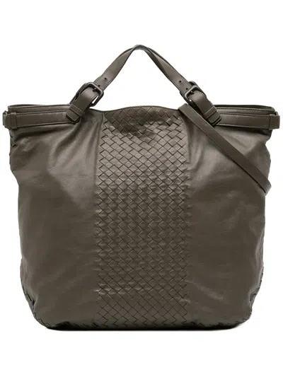 Pre-owned Bottega Veneta 2012-2025 Intrecciato Trimmed Nappa Satchel In Brown