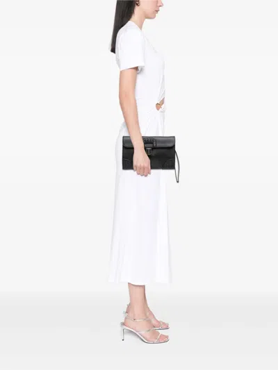 Pre-owned Bottega Veneta 2012-2025 Intrecciato Trimmed Nappa Slide Lock Clutch Bag In Black