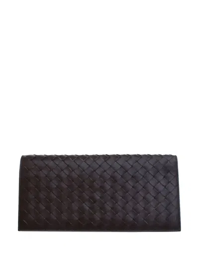 Pre-owned Bottega Veneta 2012-2025 Lambskin Intrecciato Bifold Wallet Long Wallets