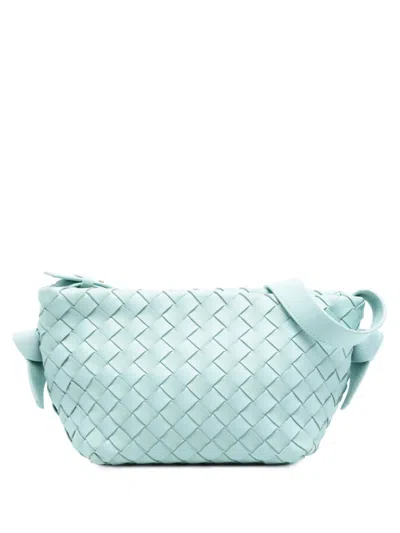 Pre-owned Bottega Veneta 2012-2025 Lambskin Intrecciato Tie Shoulder Bag In Blue