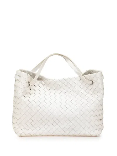Pre-owned Bottega Veneta 2012-2025 Lambskin Intrecciato Tote Bag In White