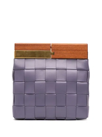 Pre-owned Bottega Veneta 2012-2025 Lambskin Maxi Intrecciato The Snap Clutch Bag In Purple