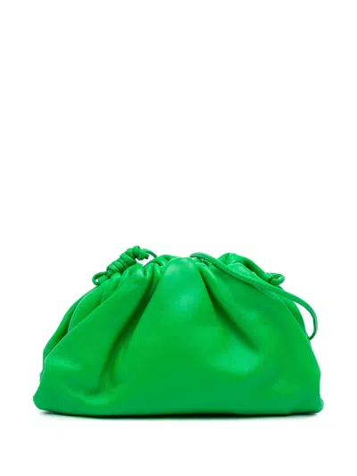 Pre-owned Bottega Veneta 2012-2025 Lambskin The Mini Pouch Crossbody Bag In Green