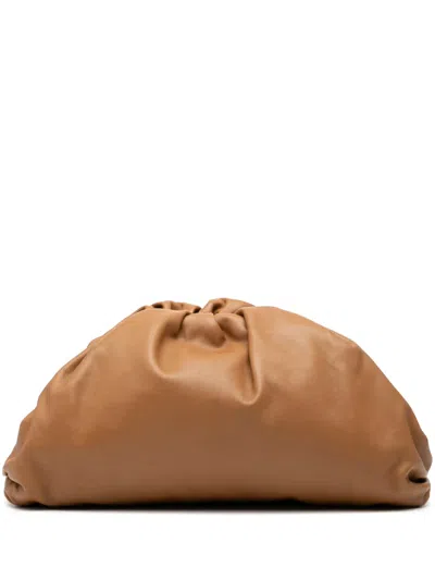 Pre-owned Bottega Veneta 2012-2025 Lambskin The Pouch Clutch Bag In Brown