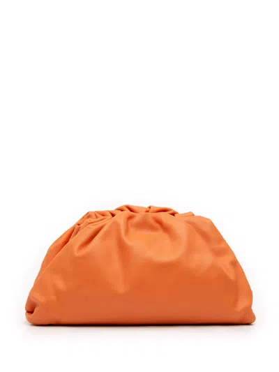 Pre-owned Bottega Veneta 2012-2025 Lambskin The Pouch Clutch Bag In Orange