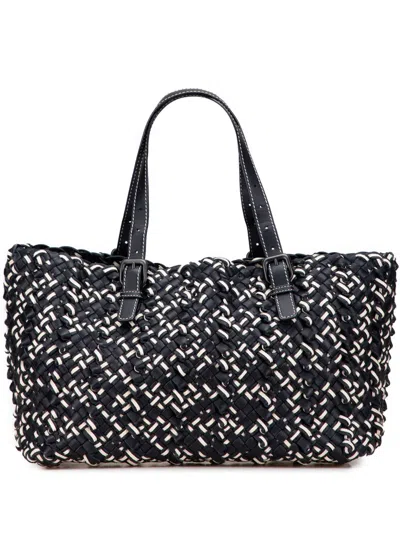 Pre-owned Bottega Veneta 2012-2025 Large Leather Intrecciato Lido Tote Bag In Black