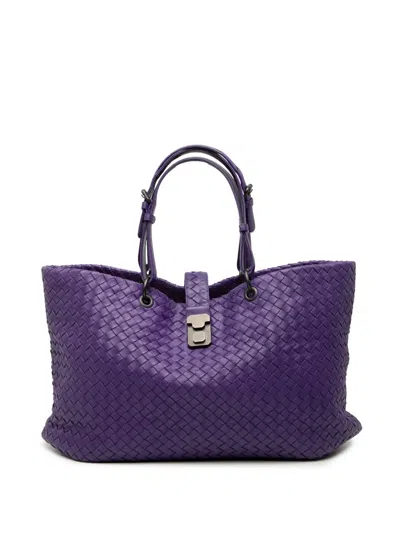 Pre-owned Bottega Veneta 2012-2025 Large Nappa Intrecciato Capri Tote Bag In Purple