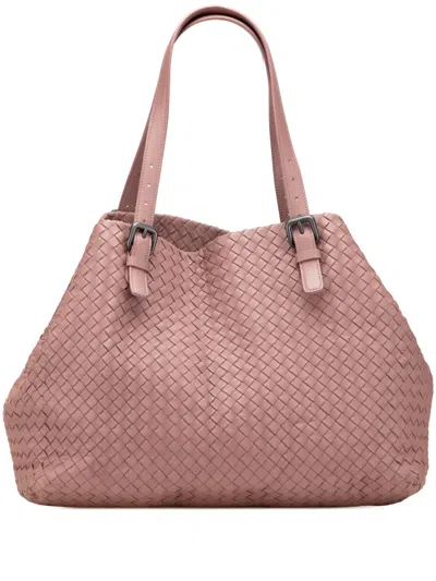 Pre-owned Bottega Veneta 2012-2025 Large Nappa Intrecciato Cesta Tote Bag In Pink