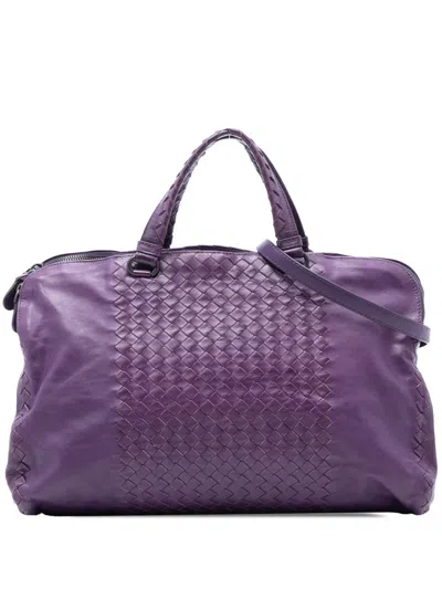 Pre-owned Bottega Veneta 2012-2025 Large Nappa Intrecciato Leggero Satchel In Purple