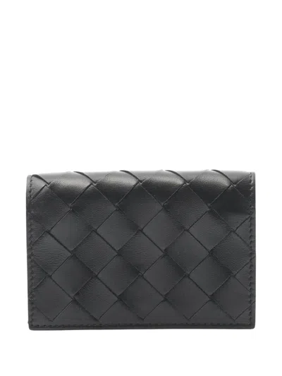 Pre-owned Bottega Veneta 2012-2025 Leather Intrecciato Card Holder In Black