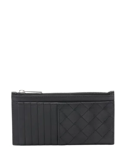 Pre-owned Bottega Veneta 2012-2025 Leather Intrecciato Coin Pouch In Black