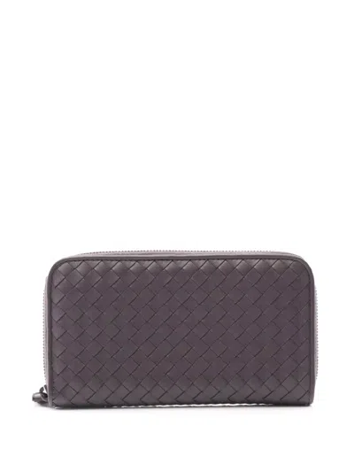Pre-owned Bottega Veneta 2012-2025 Leather Intrecciato Wallet Long Wallets In Purple