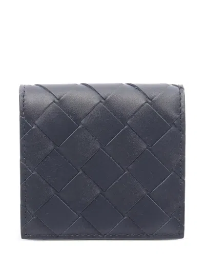 Pre-owned Bottega Veneta 2012-2025 Leather Intrecciato Wallet Small Wallets In Black