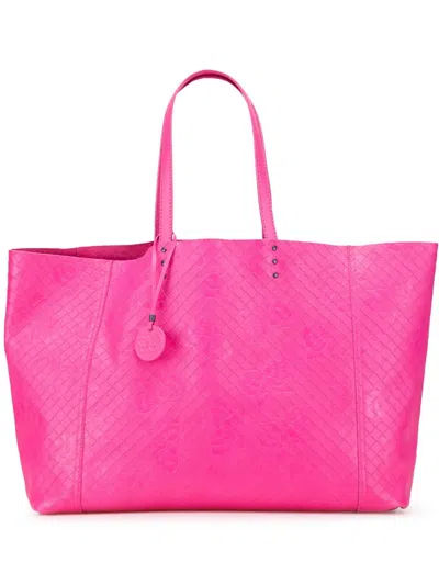 Pre-owned Bottega Veneta 2012-2025 Leather Intrecciomirage Butterfly Tote Bag In Pink