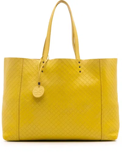 Pre-owned Bottega Veneta 2012-2025 Leather Intrecciomirage Tote Bag In Yellow
