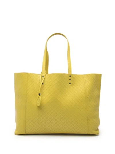 Pre-owned Bottega Veneta 2012-2025 Leather Intrecciomirage Tote Bag In Yellow