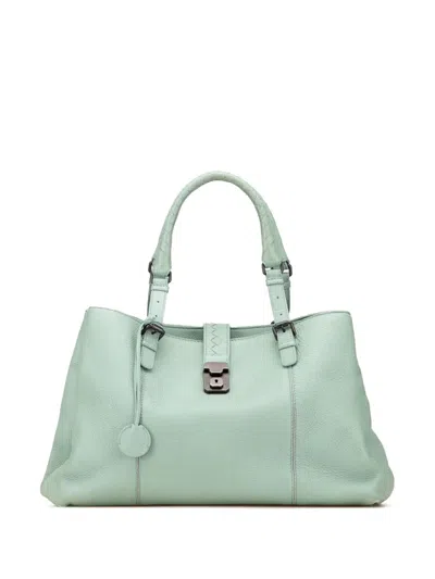 Pre-owned Bottega Veneta 2012-2025 Medium Cervo Roma Tote Bag In Green