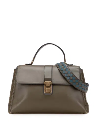 Pre-owned Bottega Veneta 2012-2025 Medium Intrecciato Trimmed Nappa Piazza Satchel