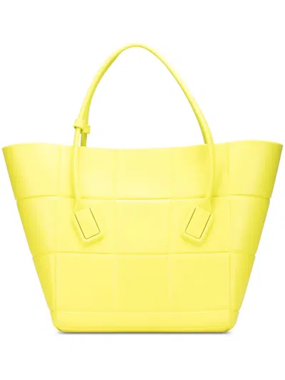 Pre-owned Bottega Veneta 2012-2025 Medium Matte Rubber Arco Tote Bag In Yellow