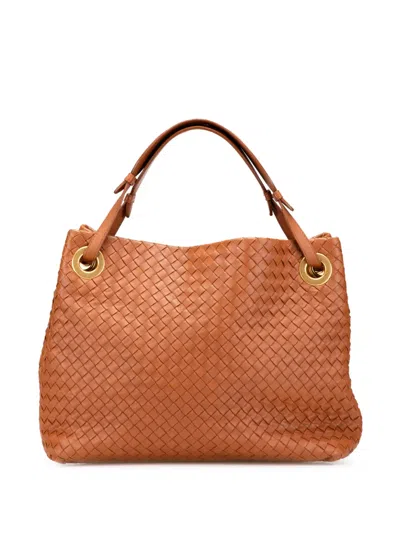 Pre-owned Bottega Veneta 2012-2025 Medium Nappa Intrecciato Bella Tote Bag In Brown