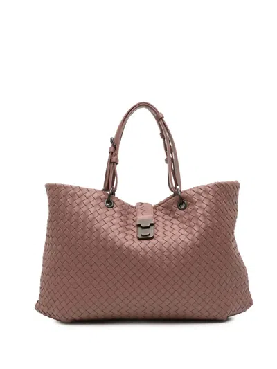 Pre-owned Bottega Veneta 2012-2025 Medium Nappa Intrecciato Capri Tote Bag In Pink
