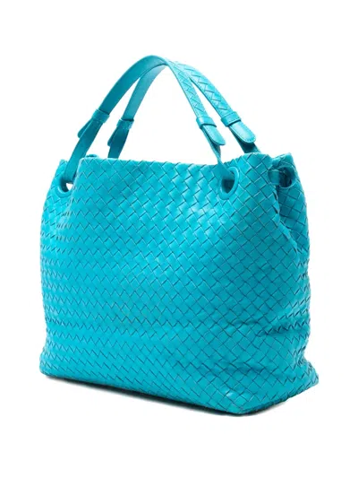 Pre-owned Bottega Veneta 2012-2025 Medium Nappa Intrecciato Garda Tote Bag In Blue