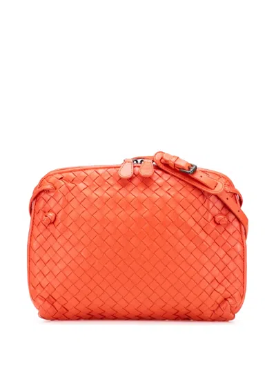 Pre-owned Bottega Veneta 2012-2025 Medium Nappa Intrecciato Nodini Crossbody Bag In Orange