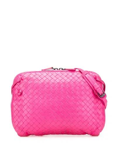 Pre-owned Bottega Veneta 2012-2025 Medium Nappa Intrecciato Nodini Crossbody Bag In Pink