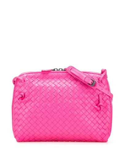 Pre-owned Bottega Veneta 2012-2025 Medium Nappa Intrecciato Nodini Crossbody Bag In Pink