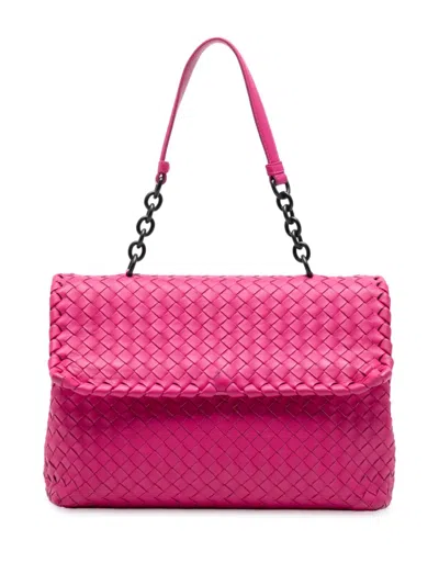 Pre-owned Bottega Veneta 2012-2025 Medium Nappa Intrecciato Olimpia Shoulder Bag In Pink