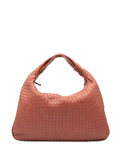 Pre-owned Bottega Veneta 2012-2025 Medium Nappa Intrecciato Veneta Hobo Bag In Red