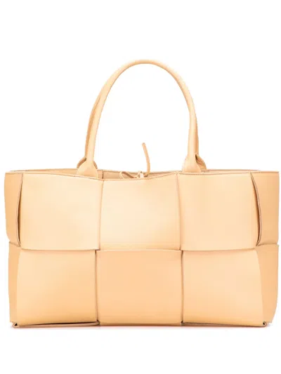 Pre-owned Bottega Veneta 2012-2025 Medium Nappa Maxi Intrecciato Arco Tote Bag In Brown