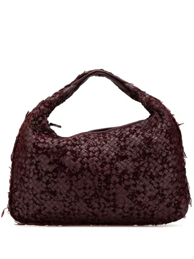 Pre-owned Bottega Veneta 2012-2025 Medium Nappa Velours Intrecciato Fuzzy Veneta Hobo Bag