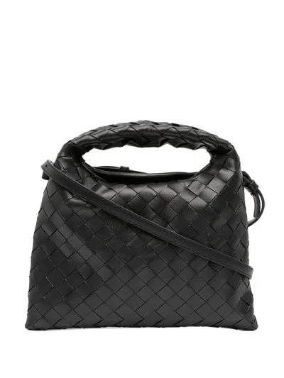 Pre-owned Bottega Veneta 2012-2025 Mini Calfskin Intrecciato Hop Satchel In Black