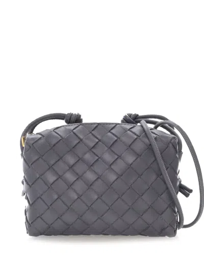Pre-owned Bottega Veneta 2012-2025 Mini Lambskin Intrecciato Loop Camera Bag Crossbody Bag In Gray