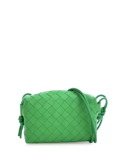 Pre-owned Bottega Veneta 2012-2025 Mini Lambskin Intrecciato Loop Camera Bag Crossbody Bag In Green