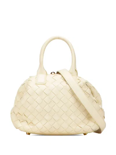 Pre-owned Bottega Veneta 2012-2025 Mini Nappa Intrecciato Bauletto Satchel In Yellow