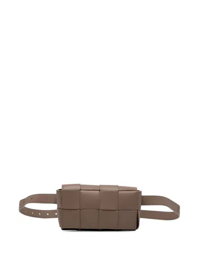 Pre-owned Bottega Veneta 2012-2025 Mini Nappa Intrecciato Cassette Belt Bag In Brown