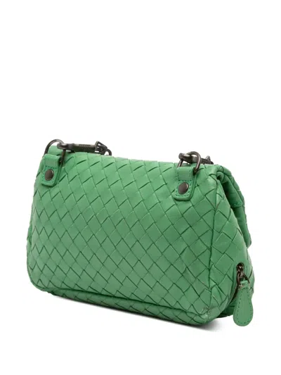 Pre-owned Bottega Veneta 2012-2025 Mini Nappa Intrecciato Expandable Chain Crossbody Bag In Green