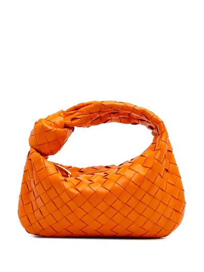 Pre-owned Bottega Veneta 2012-2025 Mini Nappa Intrecciato Jodie Hobo Bag In Orange