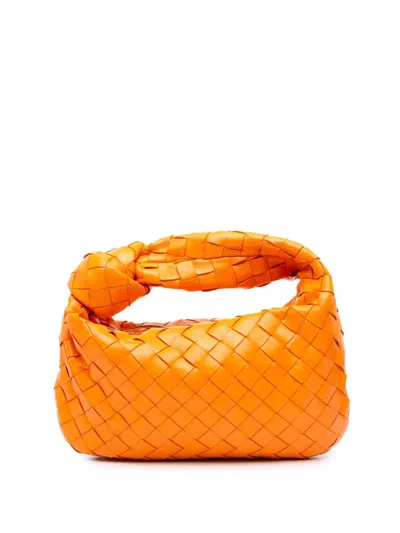 Pre-owned Bottega Veneta 2012-2025 Mini Nappa Intrecciato Jodie Hobo Bag In Orange
