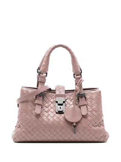 Pre-owned Bottega Veneta 2012-2025 Mini Nappa Intrecciato Roma Satchel In Pink