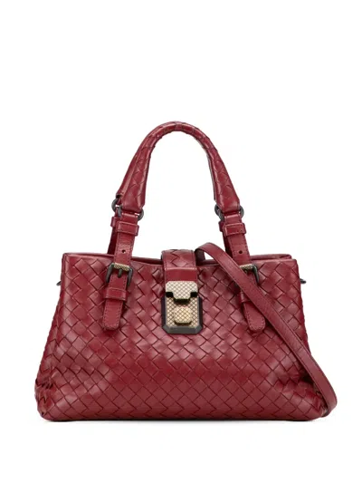 Pre-owned Bottega Veneta 2012-2025 Mini Nappa Intrecciato Roma Satchel In Red