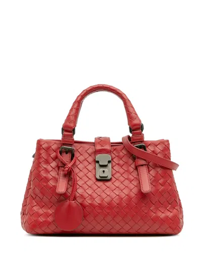 Pre-owned Bottega Veneta 2012-2025 Mini Nappa Intrecciato Roma Satchel In Red