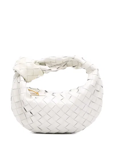 Pre-owned Bottega Veneta 2012-2025 Mini Patent Intrecciato Jodie Hobo Bag In White