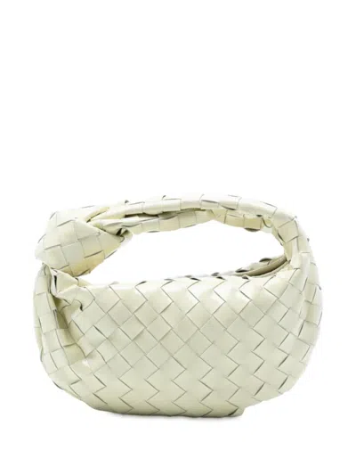 Pre-owned Bottega Veneta 2012-2025 Mini Patent Intrecciato Jodie Hobo Bag In White