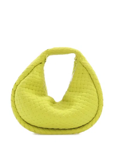 Pre-owned Bottega Veneta 2012-2025 Mini Rubber Padded Intreccio Jodie Hobo Bag In Green