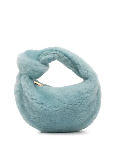 Pre-owned Bottega Veneta 2012-2025 Mini Shearling Jodie Hobo Bag In Blue