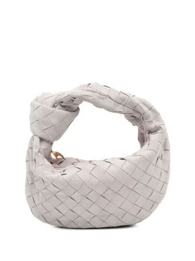 Pre-owned Bottega Veneta 2012-2025 Mini Suede Intrecciato Jodie Hobo Bag In White