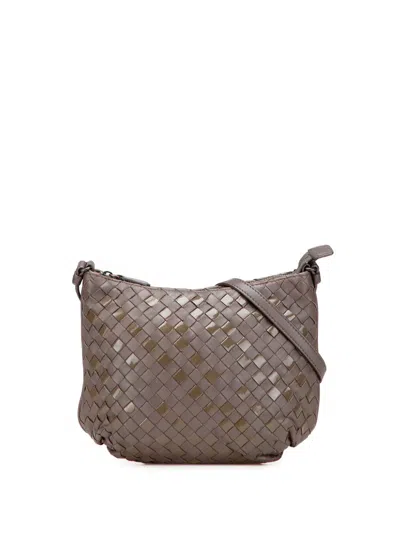 Pre-owned Bottega Veneta 2012-2025 Nappa And Patent Intrecciato Crossbody Bag In Brown